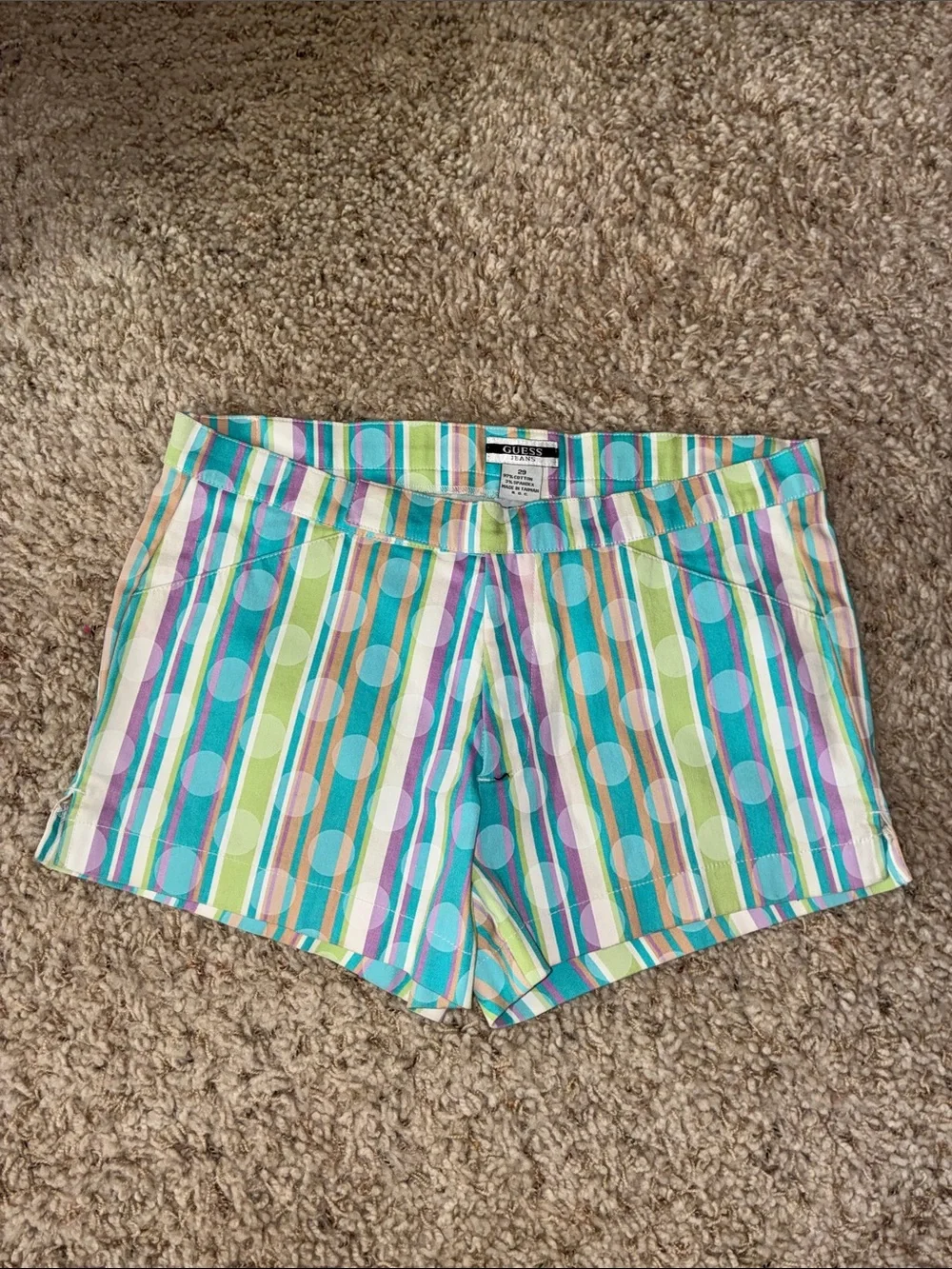 GUESS Striped Pastel Cotton Blend Women's Shorts